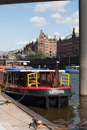 Barge in a Hamburg Fleetのeditorial素材