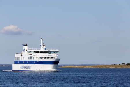Large ferry at the entrance to the boarding point ÃrÃ¸のeditorial素材