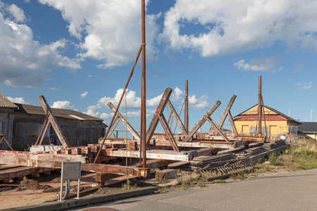 Shipyard plans in the port of Rudkbing, Langeland, Denmarkの写真素材