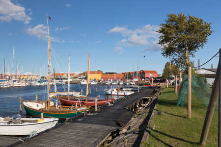 View over the port facilities of Rudkbing, Langeland, Denmarkのeditorial素材