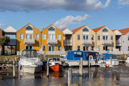 Cottages in the port of Rudkbing, Langeland, Denmarkのeditorial素材