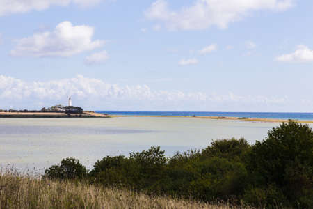 Lighthouse at the southern tip of the Danish island of Langelandの写真素材
