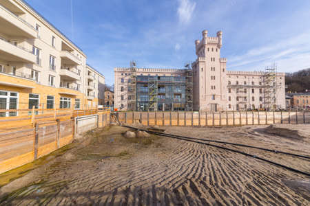 Large Construction site in front of the restored buildings on Leipziger Strasseのeditorial素材