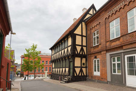 Half-timbered house in the city of Svendborg, Denmarkのeditorial素材