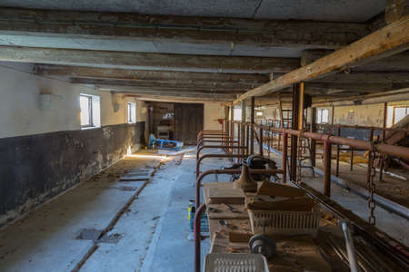 Abandoned pigsty in an abandoned building on Langeland, Denmarkの写真素材
