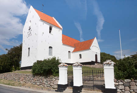 White church of Tryggelev on the main road to Bagenkopの写真素材