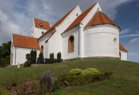 Nave of the Church of Lindelse on a hillの写真素材