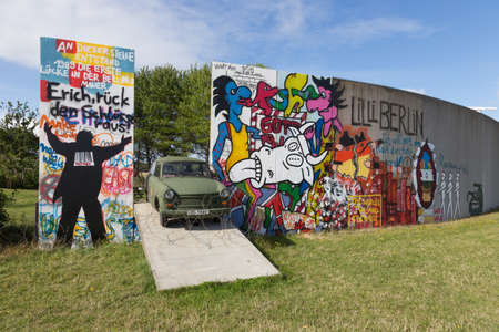 Parts of the Berlin Wall in an exhibition in Bagenkop, Denmarkのeditorial素材