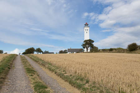 Lighthouse at the southern tip of the Danish island of Langelandの写真素材