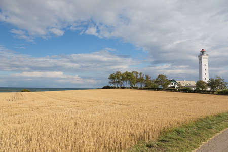 Lighthouse with house on the south coast of Langeland, Denmarkの写真素材