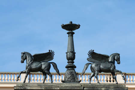 Winged horses of metalの写真素材