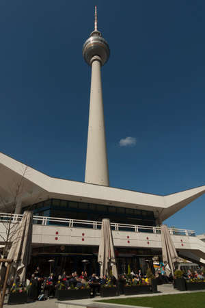 Berlin, Germany, March 2014: Restaurant outdoor seating under the TV towerのeditorial素材