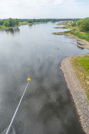 Curved banks of the river Elbe, breakwaters and indentationsの写真素材
