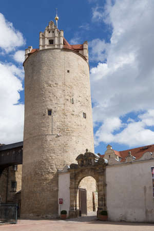 Tower of Bernburg castle with entrance and drivewayのeditorial素材
