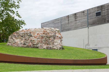 Wall rest of the Nykobing castle in an iron enclosureのeditorial素材