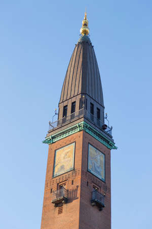 Copper clad spire of the town hall of Copenhagen