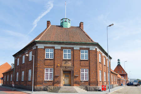 Stairs to the entrance to the Royal Customs building at Nakskov Lolland Denmarkのeditorial素材