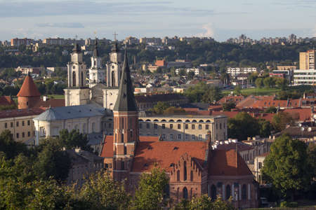 Old towns red roofs from air