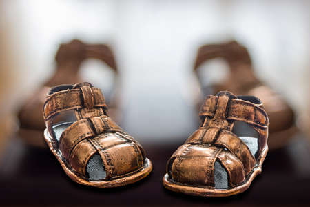 Close view of Copper Baby Sandalsの写真素材