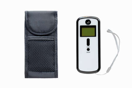 Breath analyzer and a case isolated on a  white backgroundの写真素材