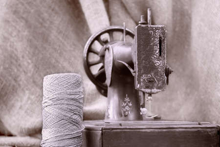 Close view of vintage sewing machineの写真素材
