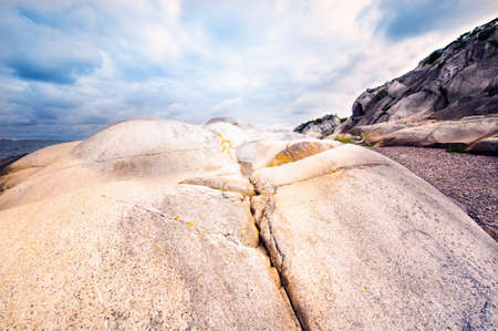 Colorful rocky shore in Norway  near the seaの写真素材