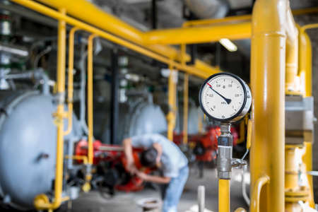 Gas pressure measuring device - the gas gauge i a boiler-house