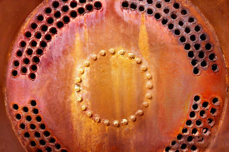 Close view of an old rusty gas boiler detailの写真素材