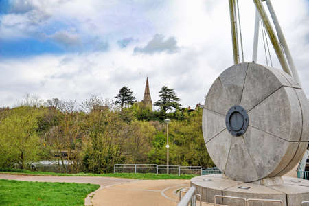 Miller's bridge cycle and pedestrian bridge over the River Exe in Exeter Devon. Also known as the Millennium footbridge. Bridge detail.の写真素材