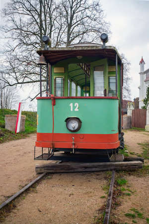 Old tramcar on a railway. Cinevilla,  Latvia.の写真素材