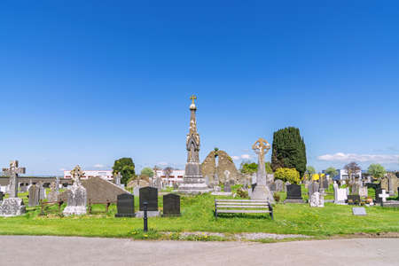 Old irish cemetery on sunny day.の写真素材