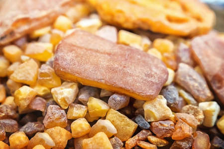 Natural pieces of amber.Close up.の写真素材