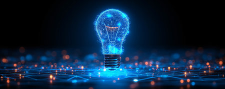 Light blub bright on technology futuristic concept background, abstract idea for creativity vision created by aiの素材