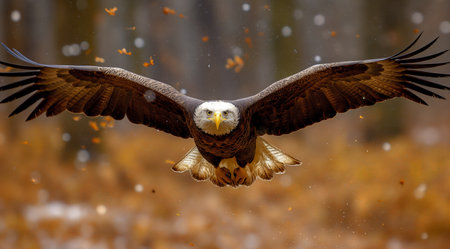 an eagle in the wild flying and sitting on a branch created by aiの素材