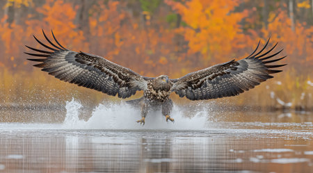 an eagle in the wild flying and sitting on a branch created by aiの素材