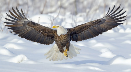 an eagle in the wild flying and sitting on a branch created by aiの素材