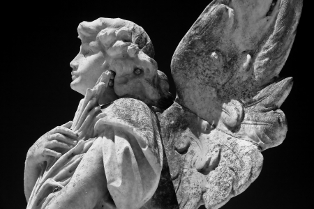 Angel looking up towards heaven