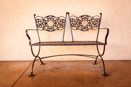 Metal wire bench in the parkの写真素材