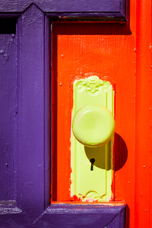 Detail of a colorful door at an art studioの写真素材