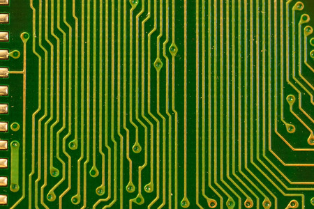 Close up of green circuit board