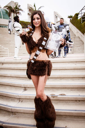 San Diego Comic Con, July 18-21, 2013. The worlds largest convention of its kind featuring media, movies, comic books, anime, entertainment and more. Photo of attractive woman dressed as a sexy Wookie taken on July 20th, 2013.のeditorial素材
