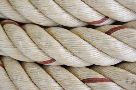 Close up detail of a coil of polypropylene rope