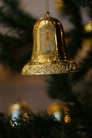 Golden Christmas bellの写真素材