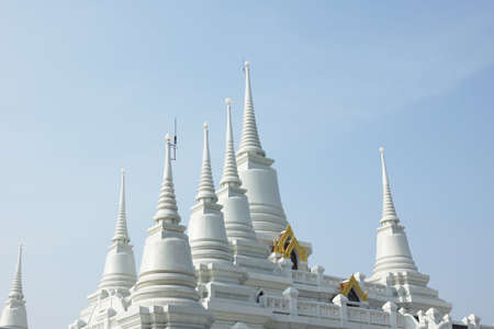 Group of  white pagoda at Asokaram temple, Thailandの写真素材