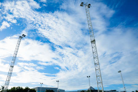 Spotlight covered by cloudy skyの写真素材