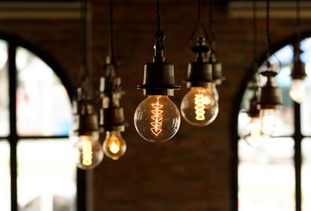 Decorative electric lamps hanging on the ceiling