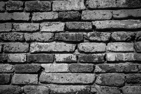 Old grunge brick wall background - Black and Whiteの写真素材