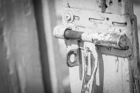 Old Metal hasp - Black and Whiteの写真素材