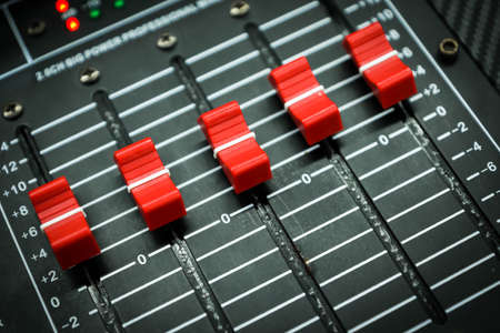 buttons equipment in audio Mixing Console - Retro styleの写真素材