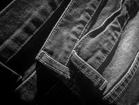 Pile of denim jeans as abstract background - Black and Whiteの写真素材